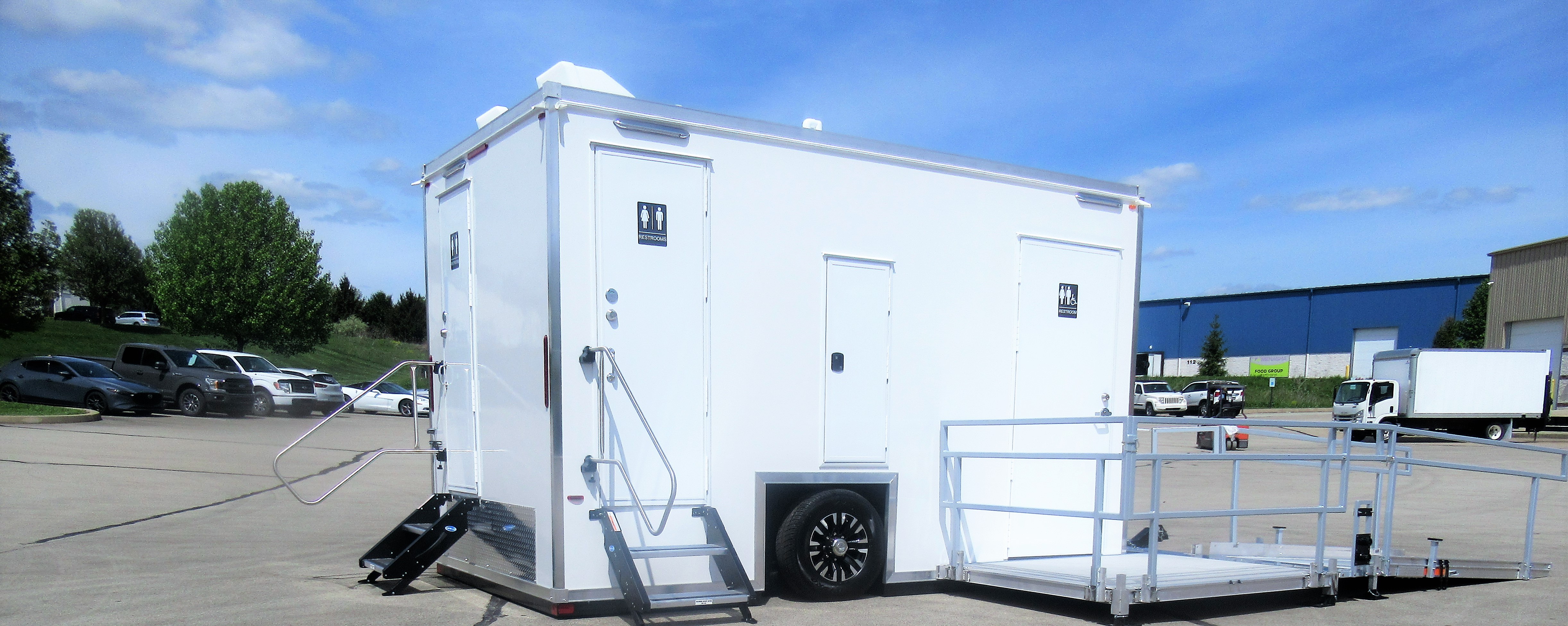 Restroom trailers for events, disaster relief, construction, non