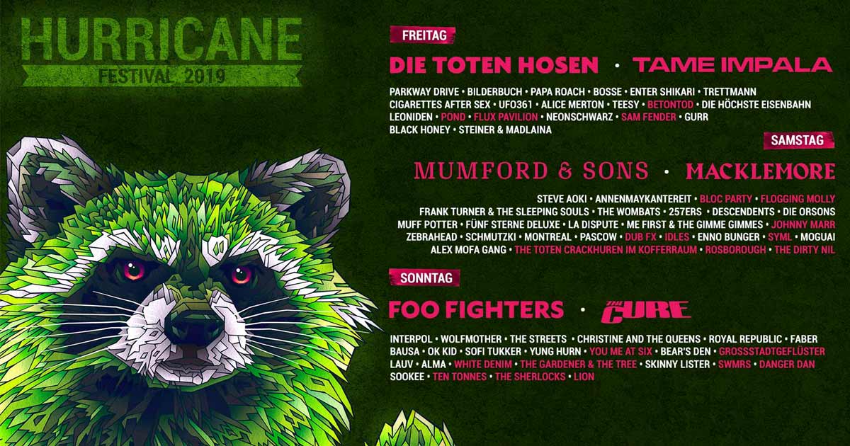 Finales Hurricane Festival Lineup 2019 nach Tagen