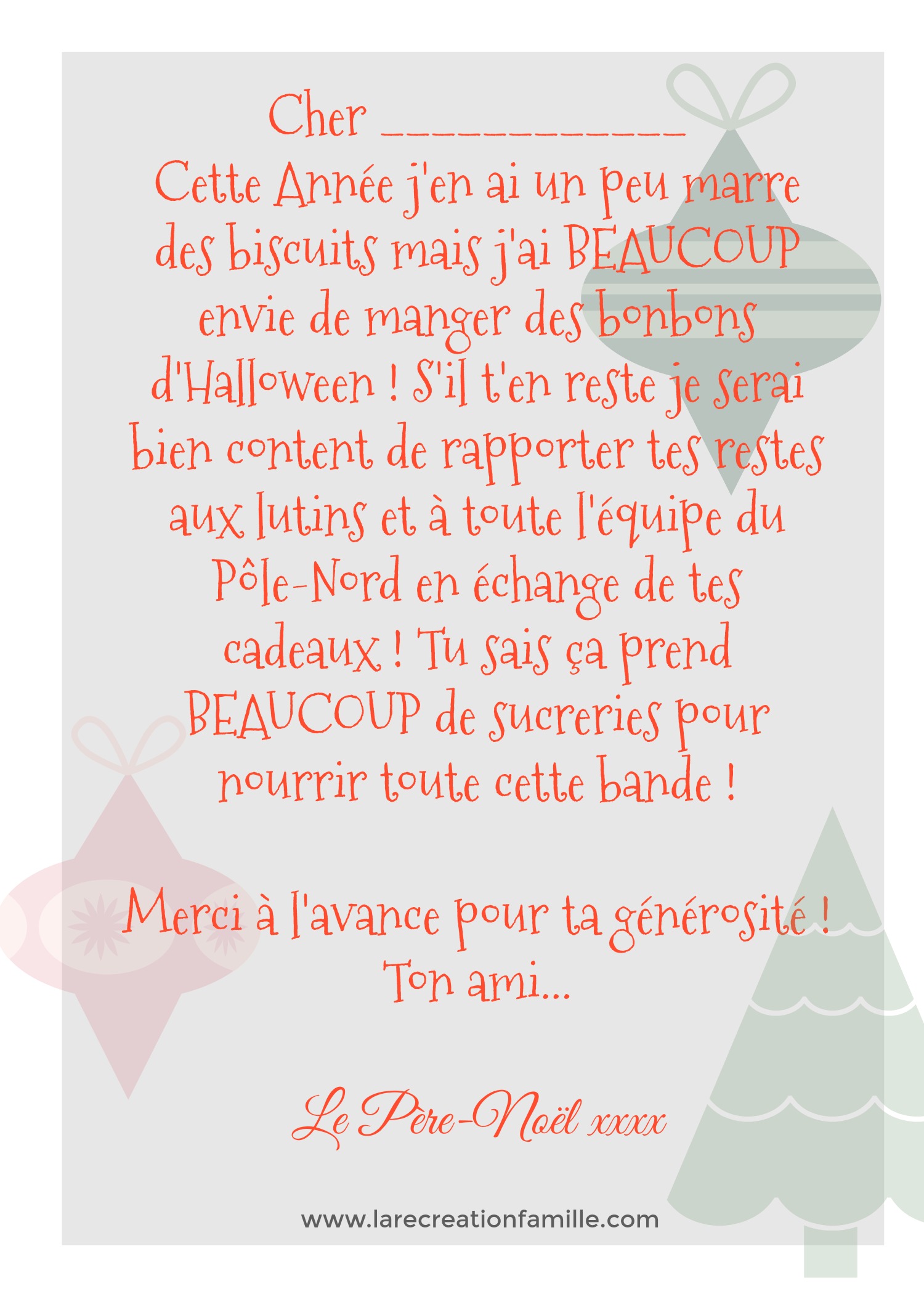 Le Père-Noël échange votre vieux sac de bonbons d’Halloween le soir de Noël  ! Lettre à télécharger… - La Récréation