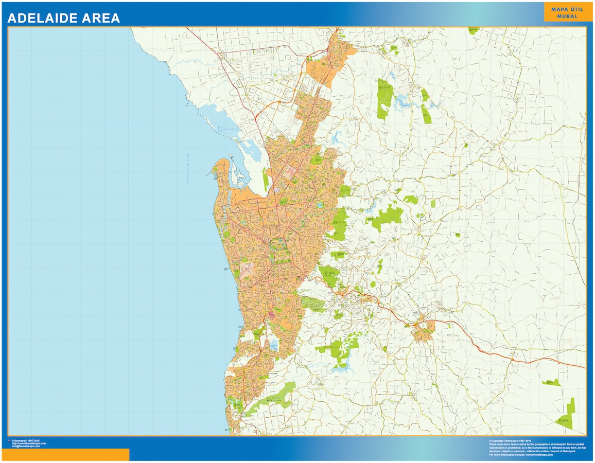 Adelaide Metropolitan Area Map Adelaide area laminated wall map Laminated wall maps of the world.