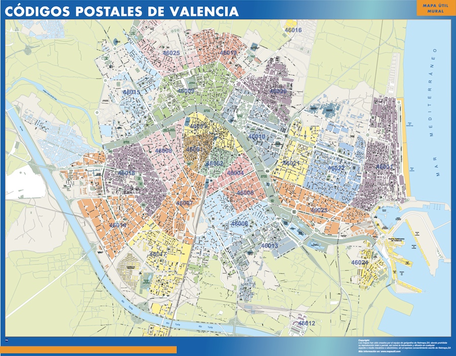 Zip codes Valencia wall map Largest maps of the world. Our big collection