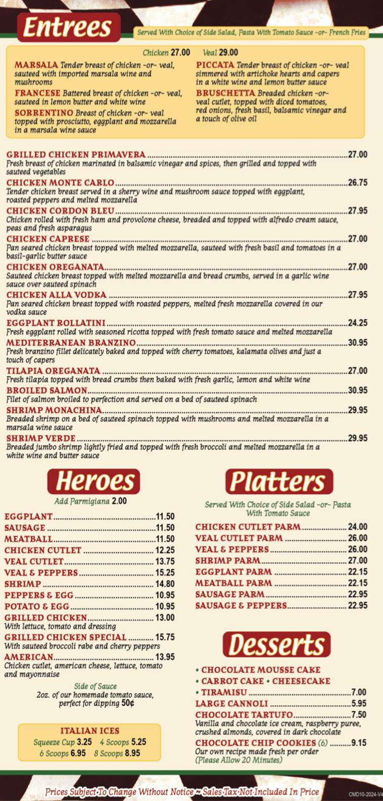 Takeout Menu LaRosa's Pizzeria West Hempstead