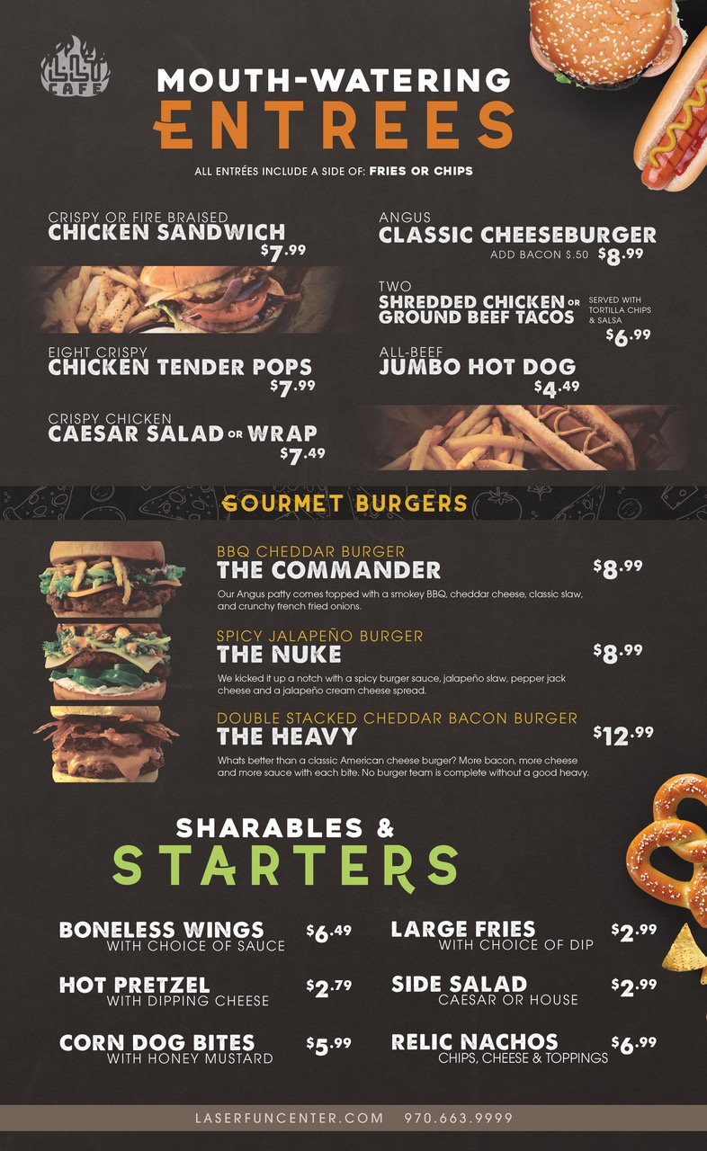 LegalEntreesCafeMenus Loveland Laser Tag Fun Center