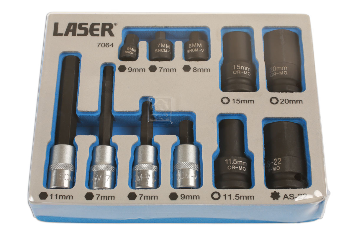 Laser Tools 7064 Brake Caliper Socket & Bit Set 11pc for German Vehicles
