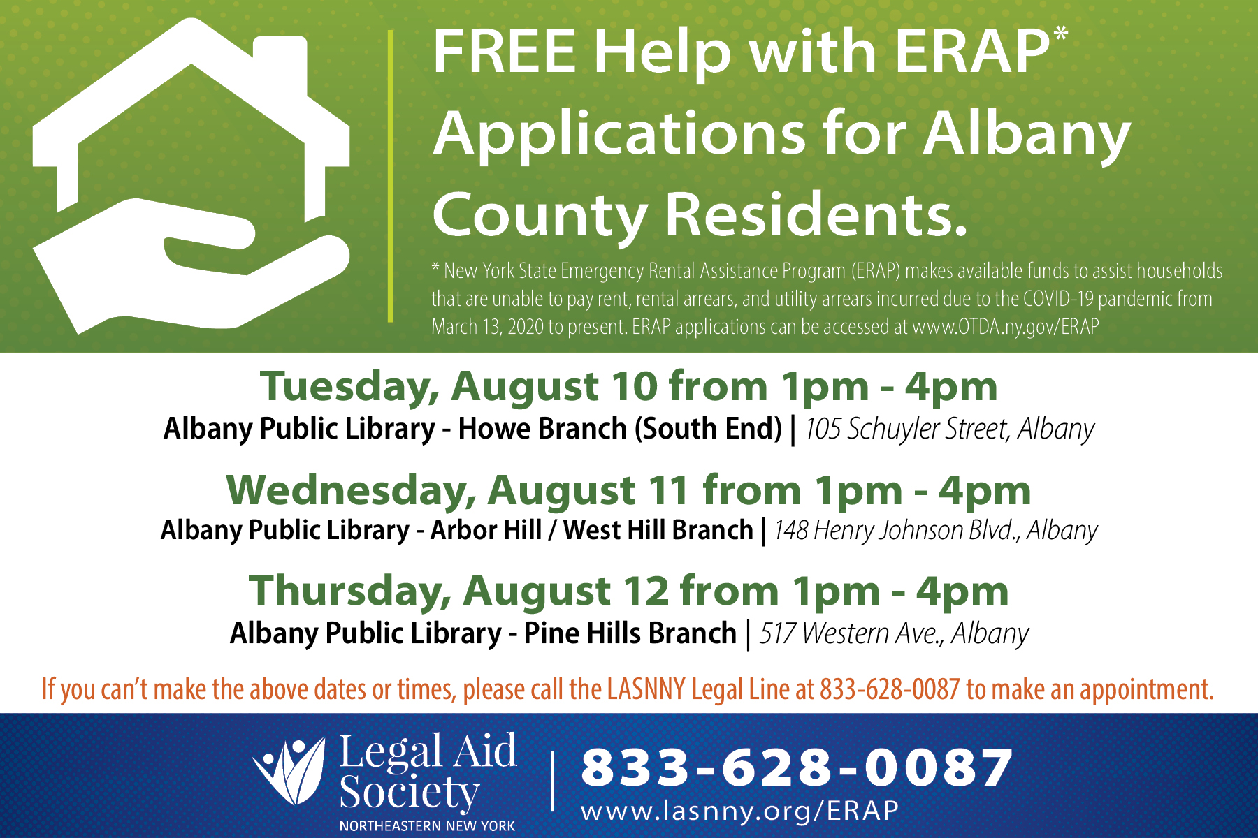 Free Help with ERAP Applications for Albany County Residents Legal Aid Society of Northeastern
