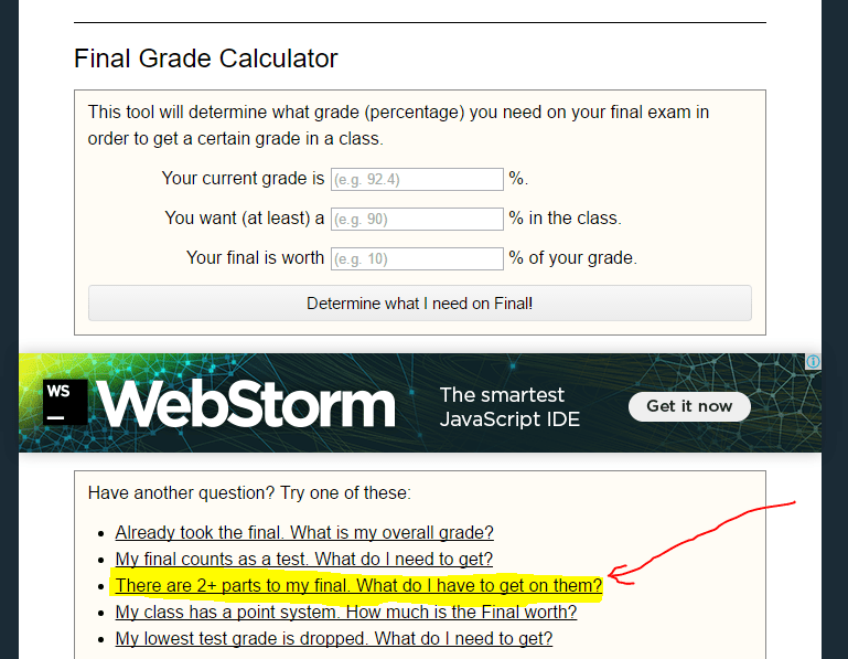 What do I need on my final? We help you know and achieve that grade