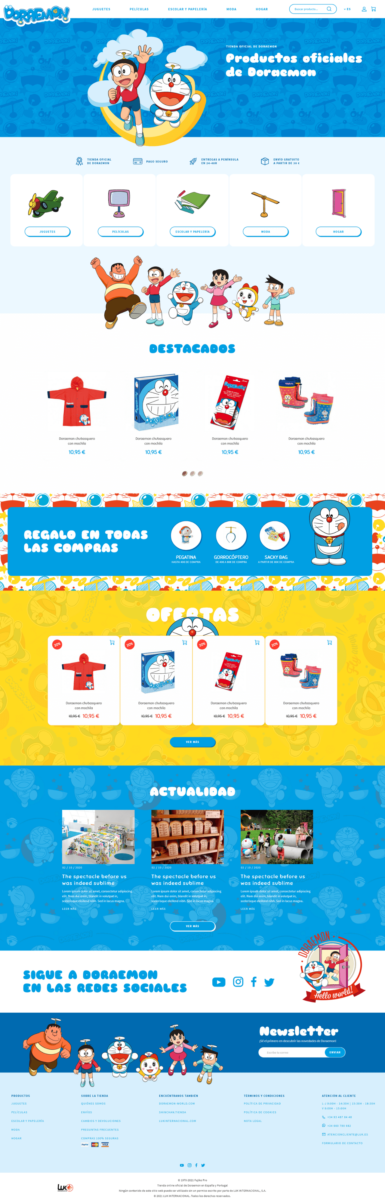 Diseño tienda oficial online de Doraemon en