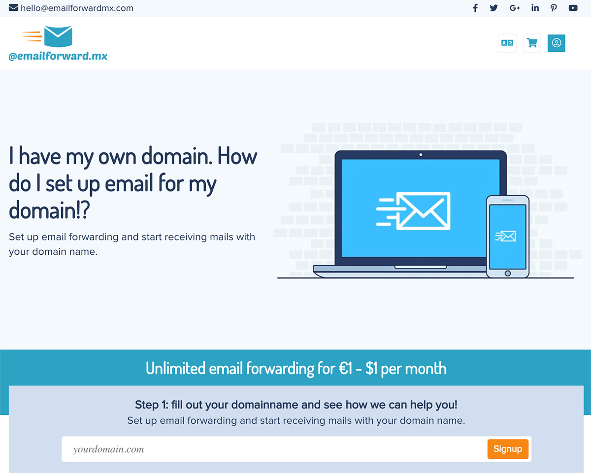 Emailforward.mx Email forwarding and start receiving mails with your