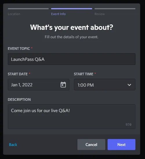 Using Discord Scheduled Events with LaunchPass LaunchPass