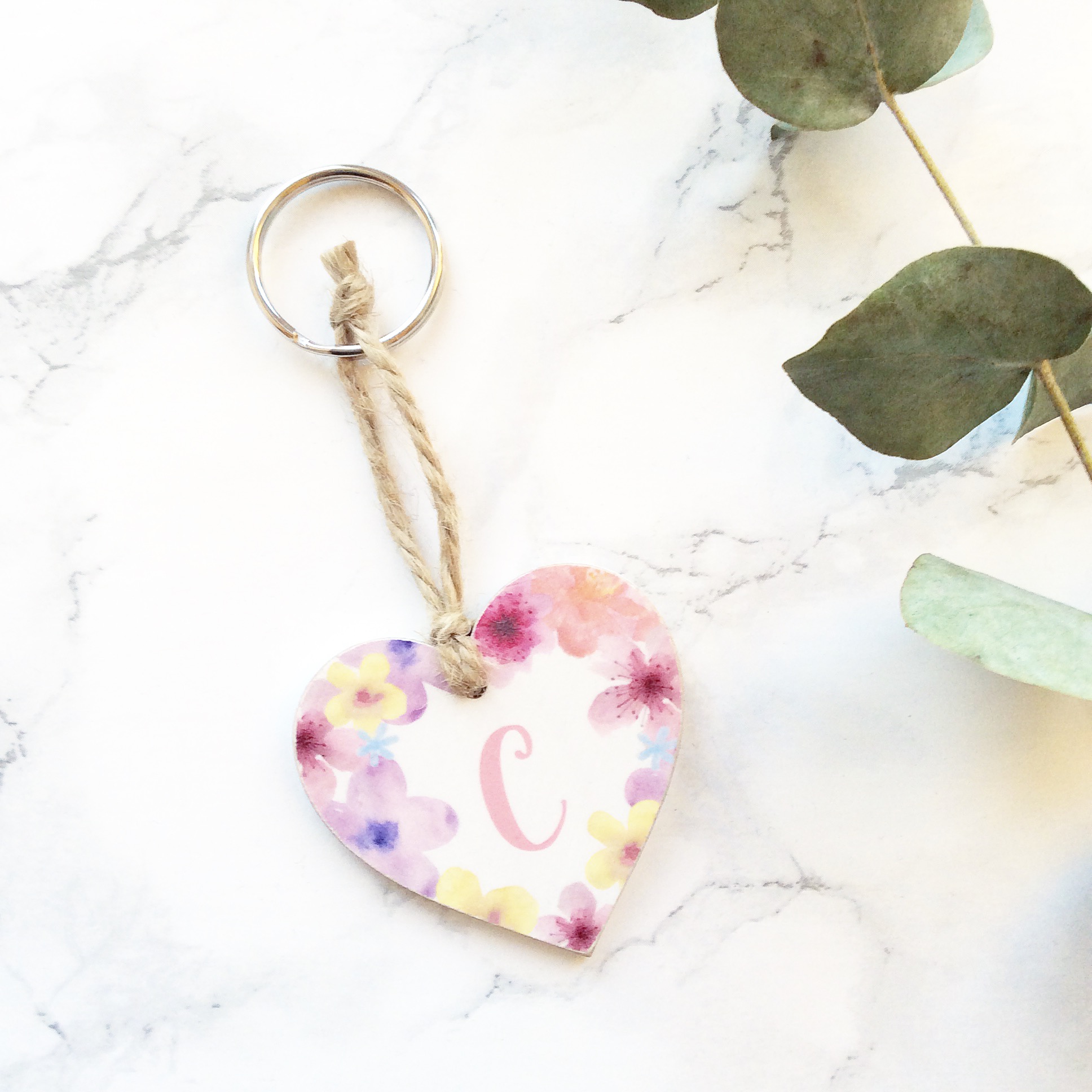 Personalised Initial Floral Keyring