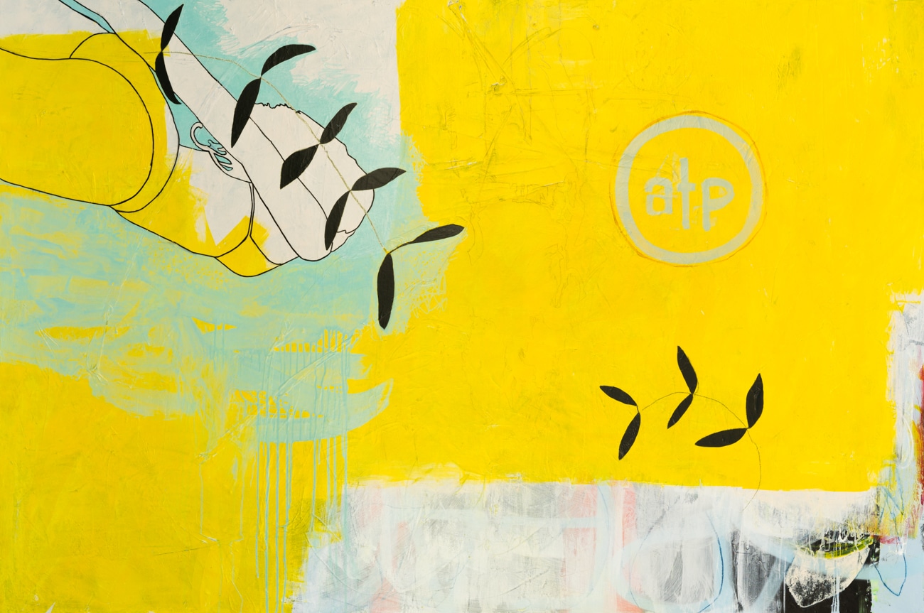 Extra large yellow contemporary abstract painting original art