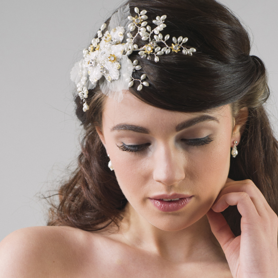 Freesia Bridal Flower Headband Laurel Lime Wedding Accessories