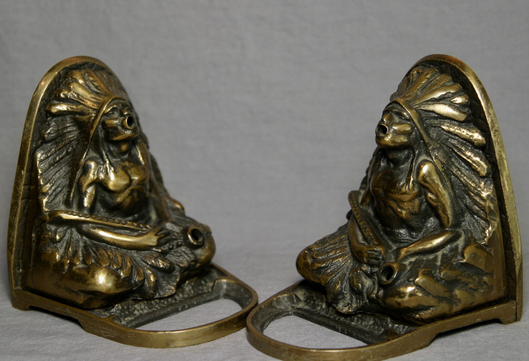 Johnson Bronze Co. Native American Indian with Pipe Incense Burner