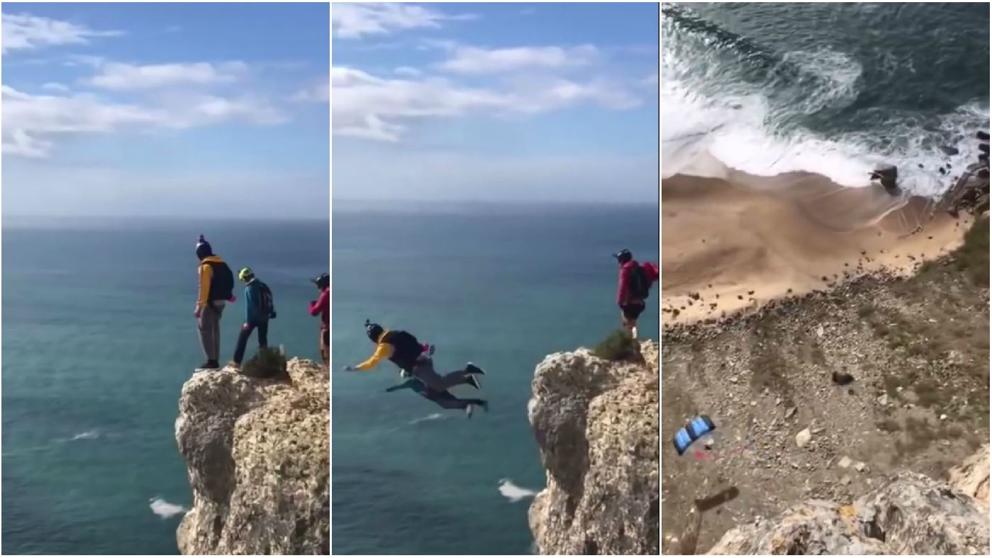 Muere un hombre al realizar un salto base en Nazaré al no abrirse su