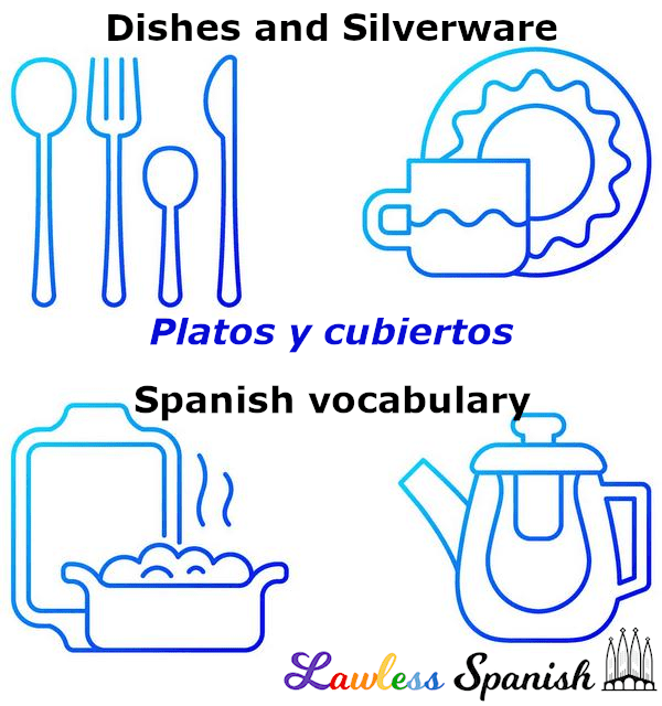 Spanish Dishes and Silverware Lawless Spanish Vocabulary Platos y cubiertos