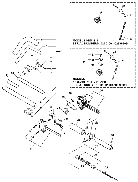 Buy Echo SRM210 Trimmer Handle, Stop Switch, Throttle Cable and Driveshaft