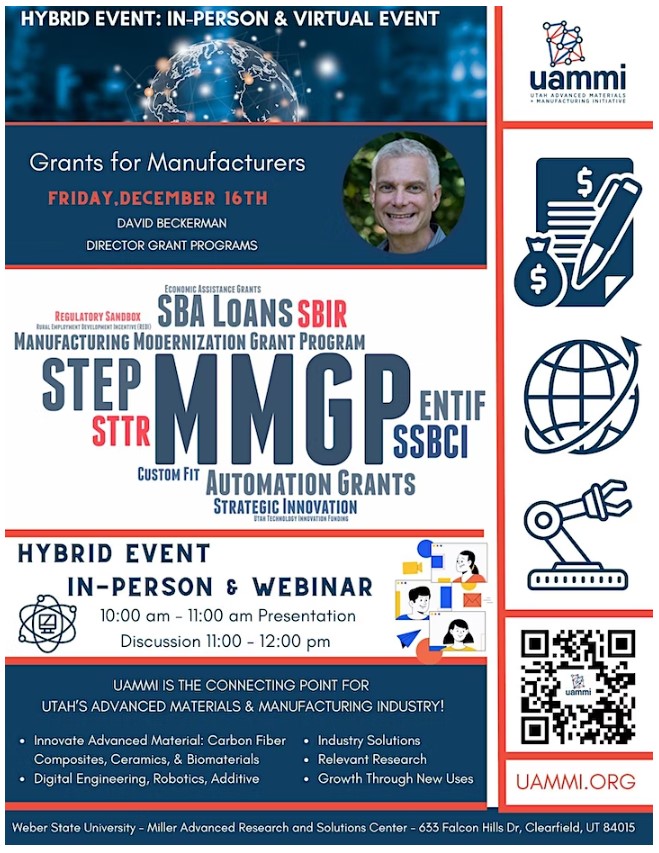 Grants for Manufacturers Hybrid Event InPerson & inar Layton