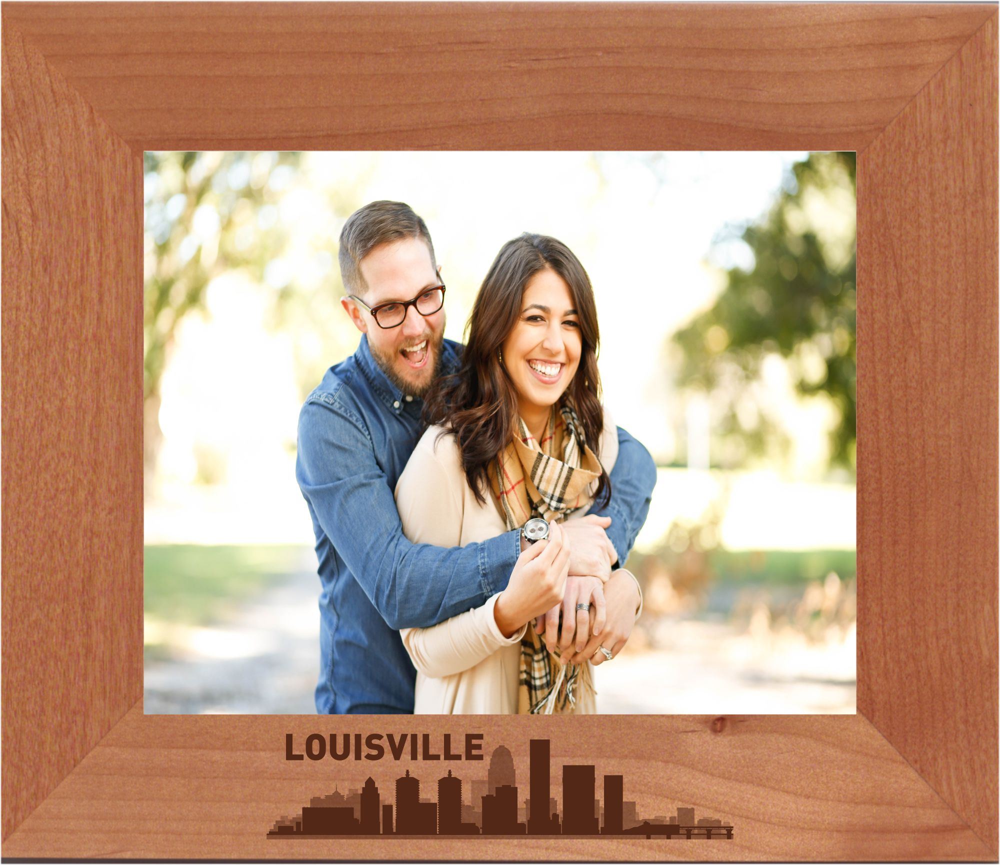 Louisville City Skyline Engraved Wood Photo Frame Lazer Designs