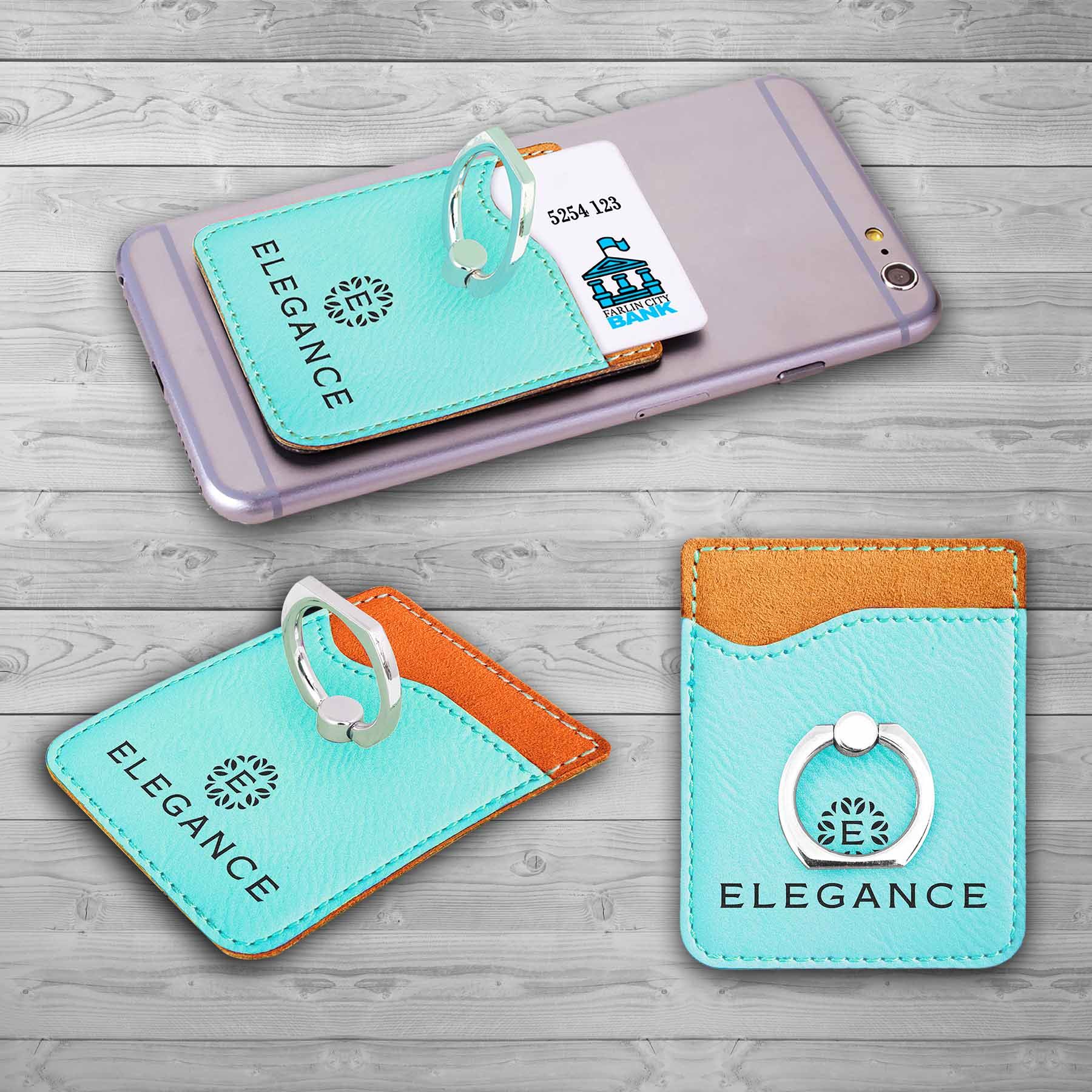 Cell Phone Wallet with Ring Kickstand, Card Holder Customized