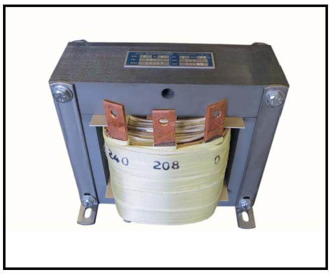 SINGLE PHASE BOOST TRANSFORMER, 8 KVA, INPUT 208 VAC