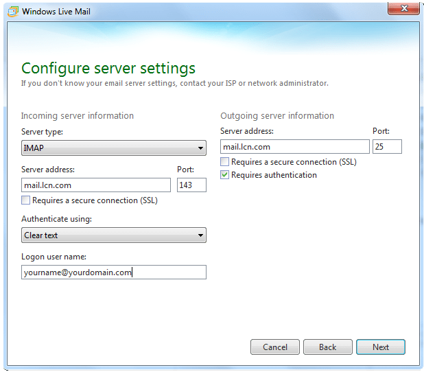 How to set up your email account in Windows Live Mail