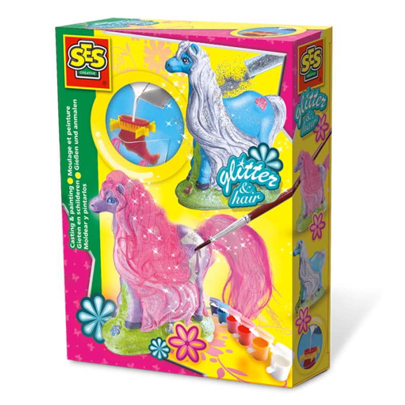 SES Creative Glitter And Hair Horse Plaster Casting And Painting Kit
