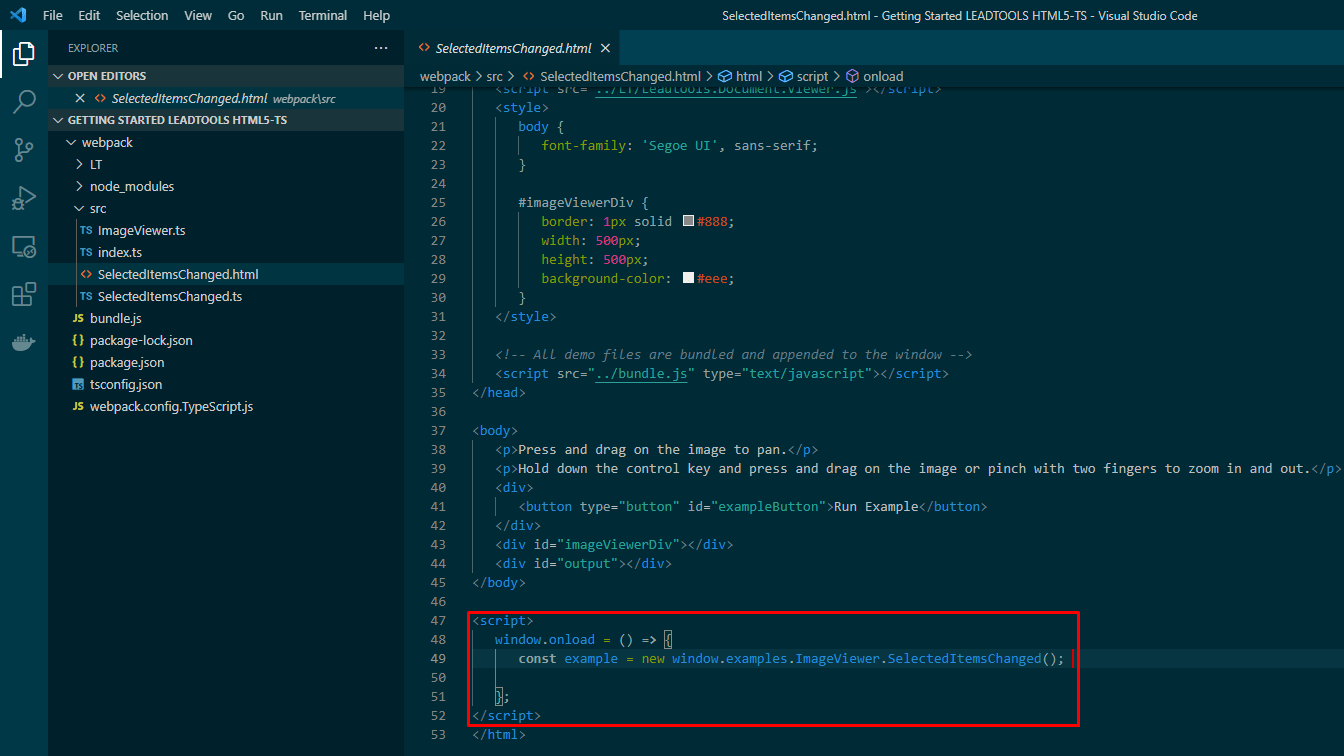 Package and Run HTML5 Examples with TypeScript HTML5 TypeScript