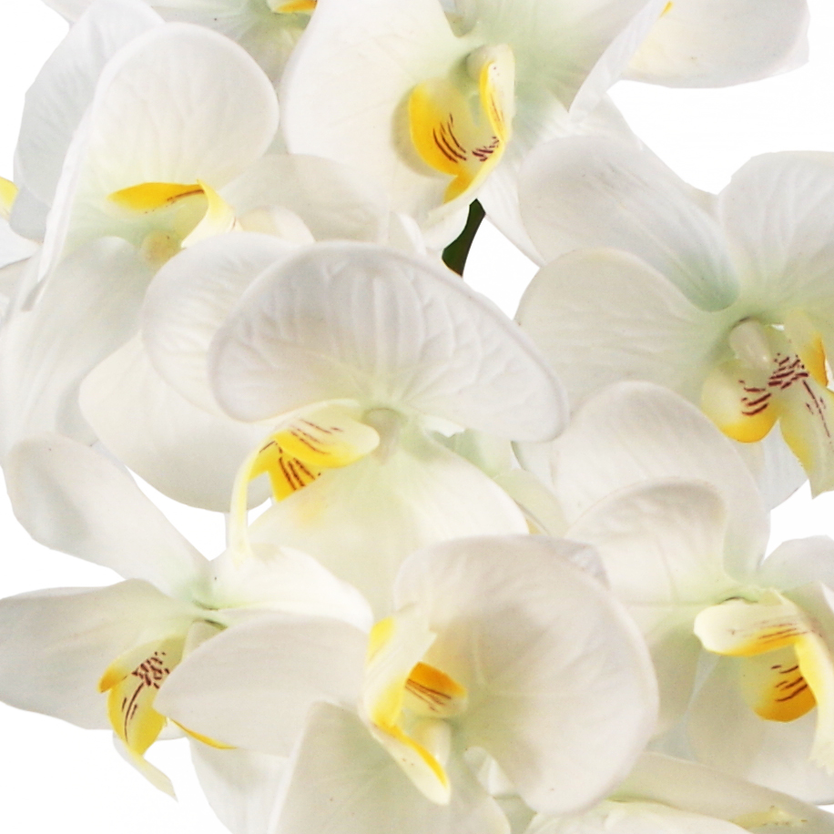 52cm Artificial Orchid Large White / Silver Leaf Artificial Plants