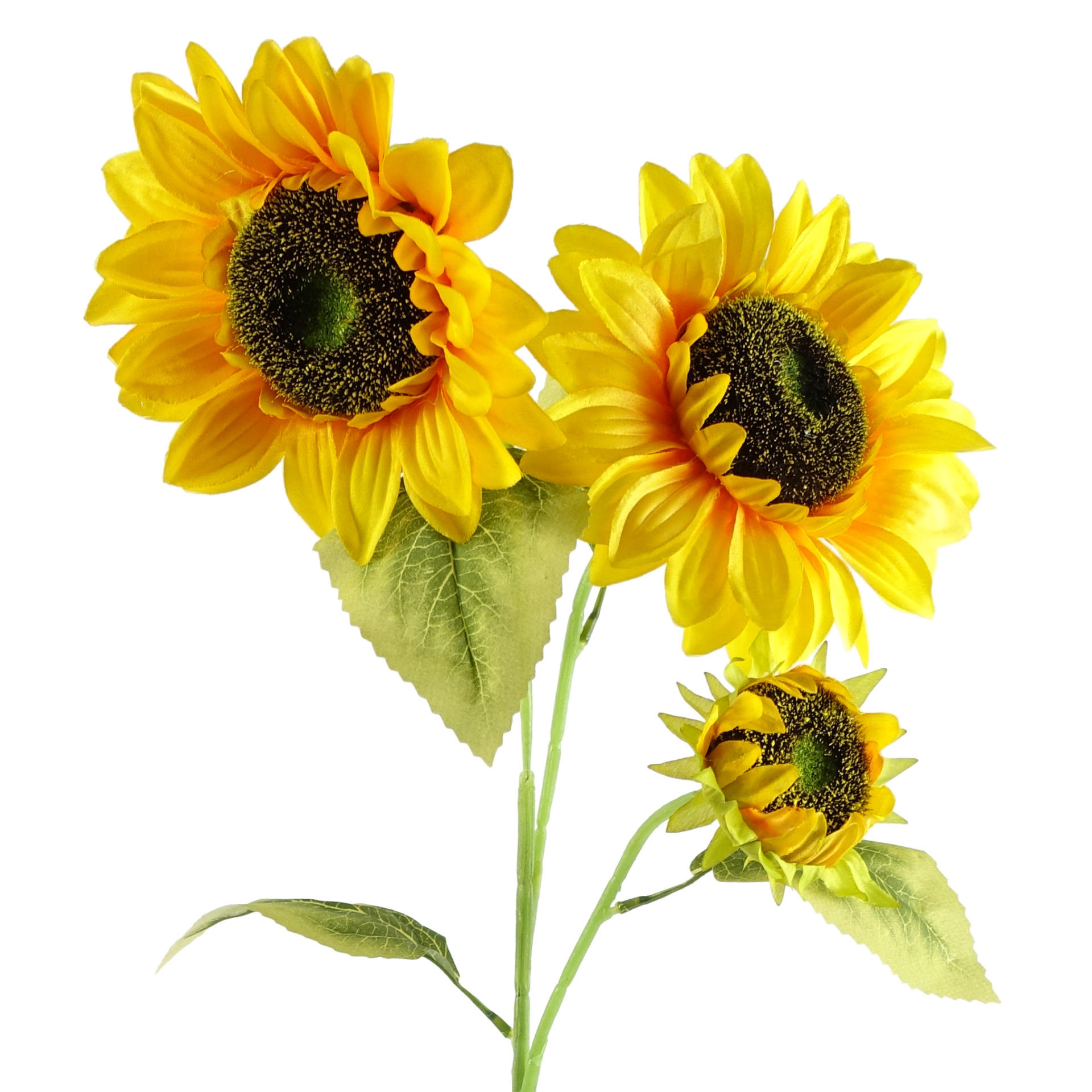 88cm Yellow Artificial Sunflower 3 heads Leaf Artificial Plants & Trees