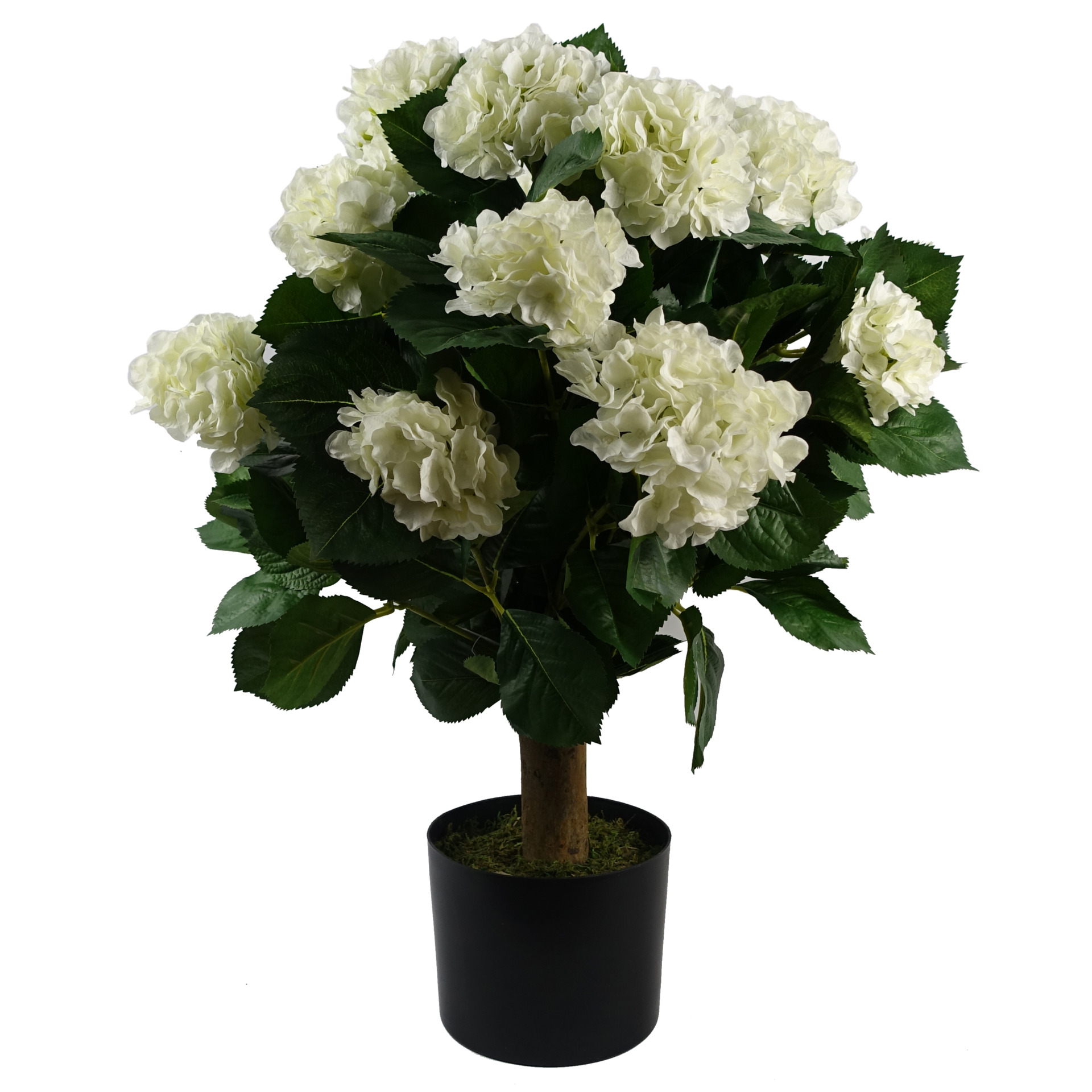 70cm Artificial White Bush Hydrangea Plant Potted Leaf Artificial