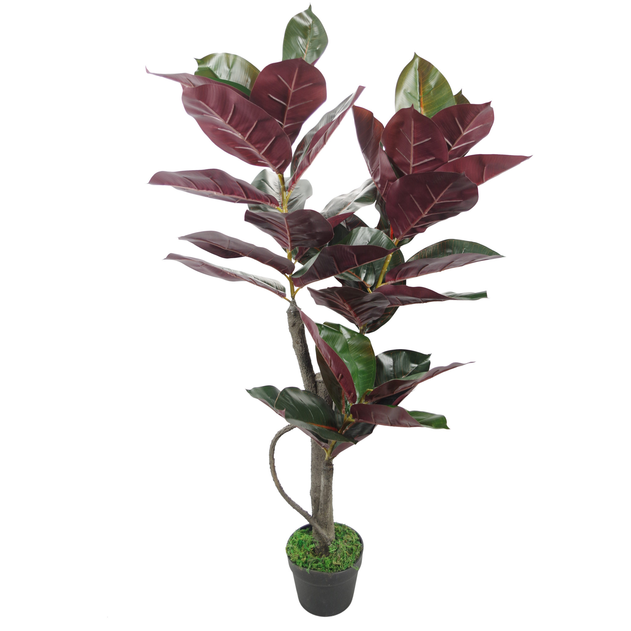90cm Large Realistic Variegated Rubber Plant Artificial Tree Ficus Elastica