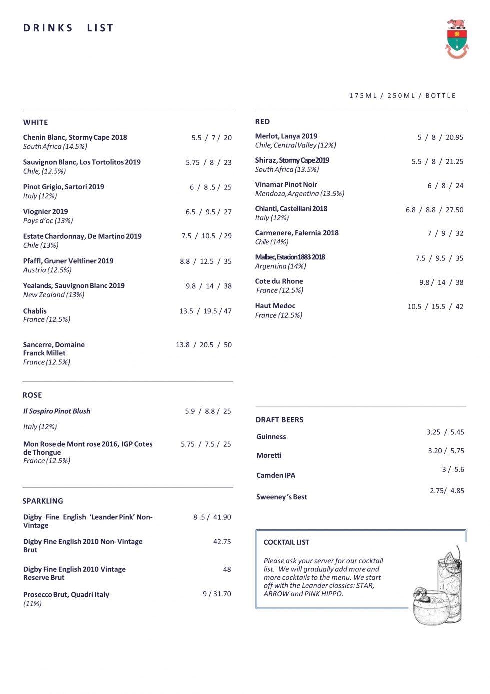 New Indoor Dining Menu Leander Club