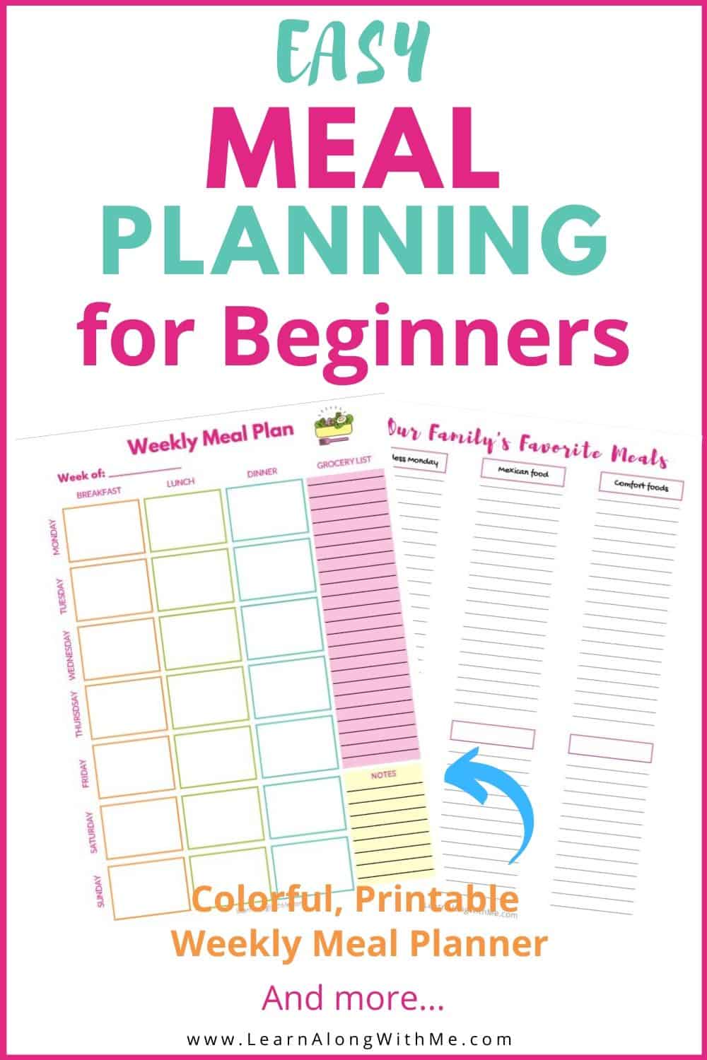Free Weekly Meal Planner Template [printable to help you save money and