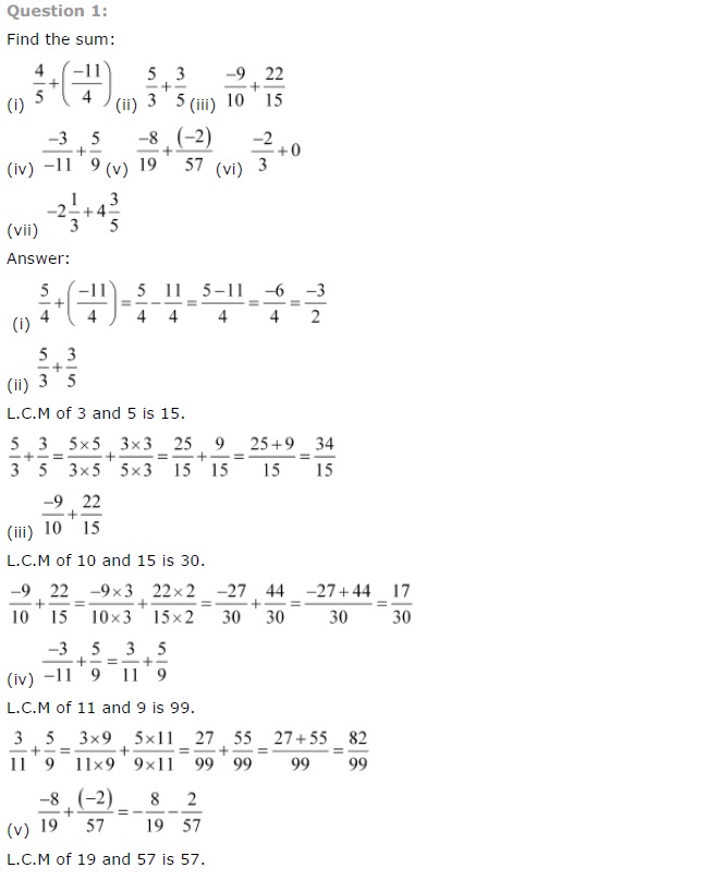 NCERT Solutions for Class 7 Maths Chapter 9 Rational Numbers