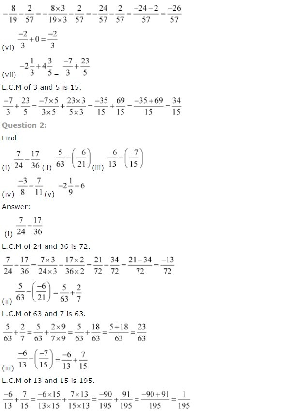 NCERT Solutions for Class 7 Maths Chapter 9 Rational Numbers