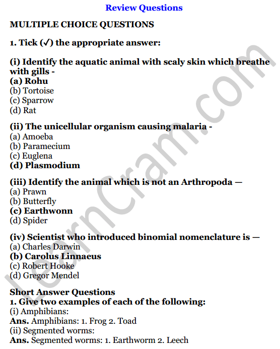 Selina Concise Biology Class 7 ICSE Solutions Chapter 3 Classification of Animals 1