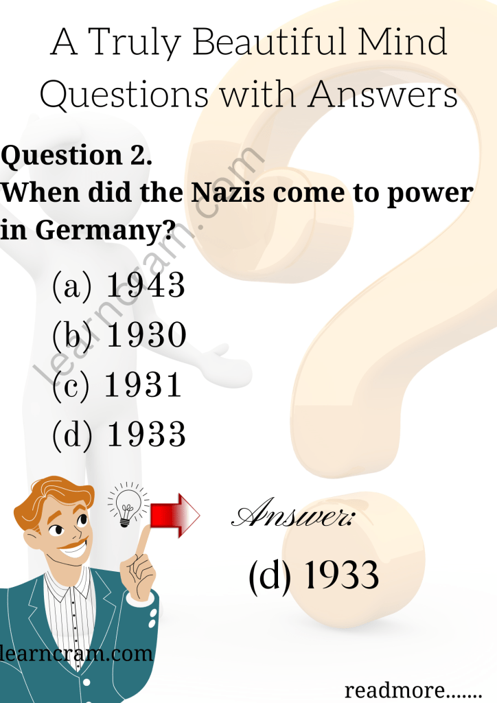 A Truly Beautiful Mind Class 9 MCQ Questions with Answers | 9th English