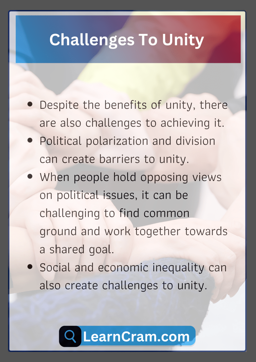 Challenges To Unity