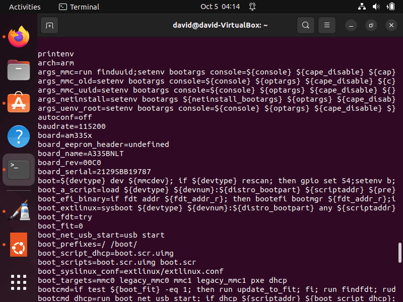 How to List the Environment Variables of UBoot in in Ubuntu Linux