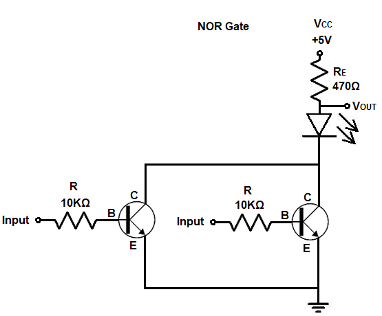 Nor Gate Circuit Diagram Using Transistor