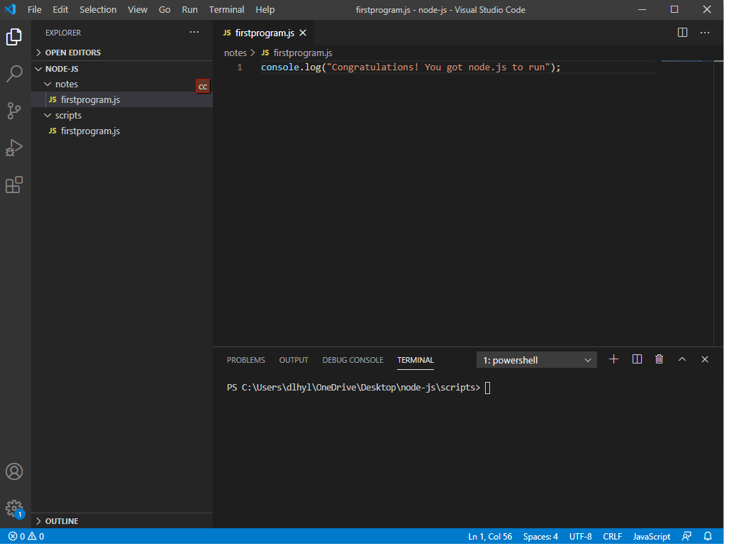 How to Run a node.js Script with Visual Studio Code