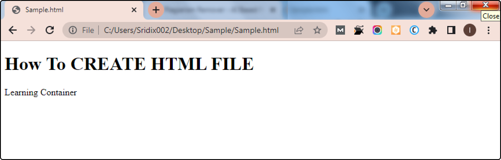 How to Create HTML File in Windows/Mac Learning Container