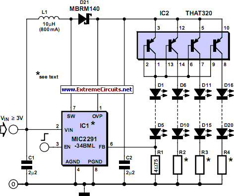 Driver For 20 LEDs Circuit Diagram