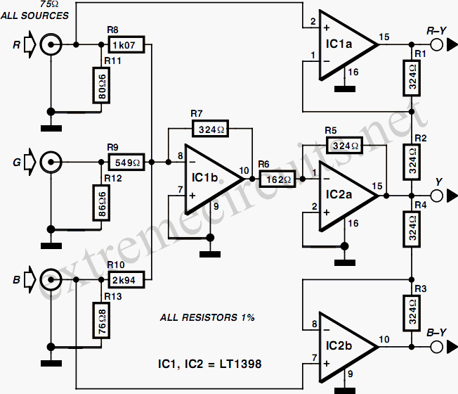 RGB To Color Difference Converter Circuit Diagram RGB To Color Difference Converter Circuit Diagram