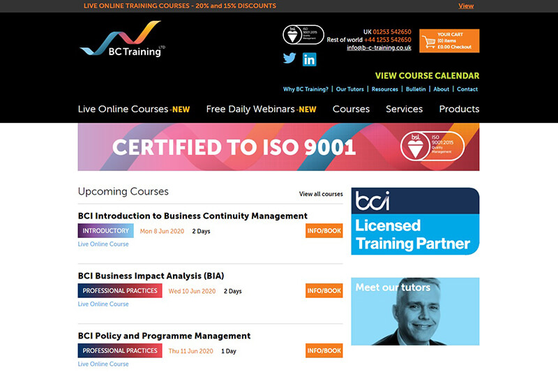 Business Continuity Training Providers, eLearning Courses & Resources