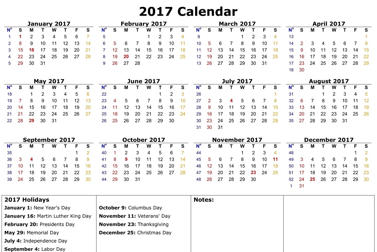 1 Page Calendars 2017 | Learning Printable