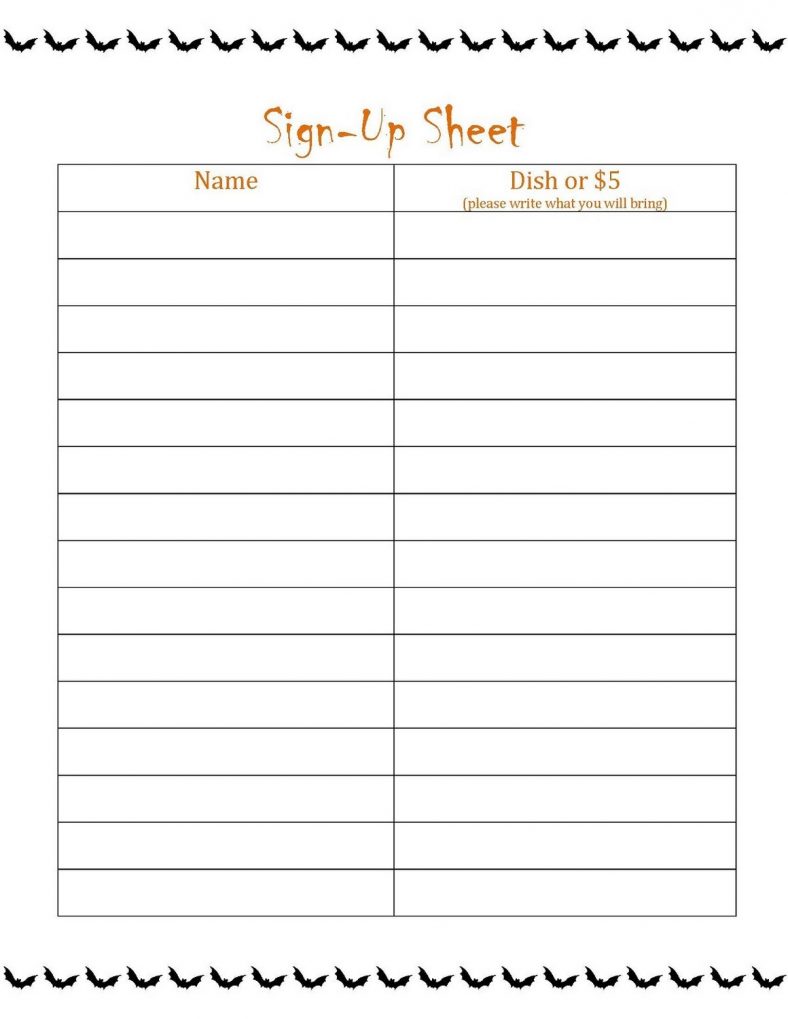 Super Cute Free Printable Thanksgiving Potluck Sign Up Sheet