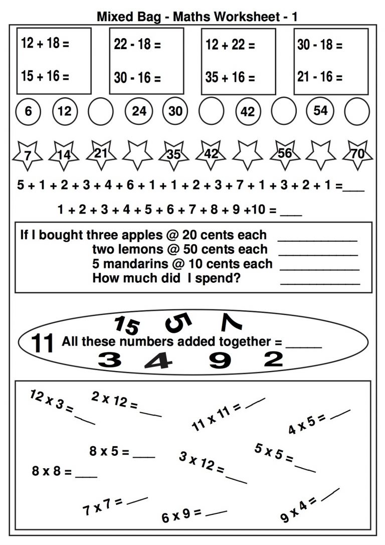 Printable Elementary Math Worksheets Free | Learning Printable