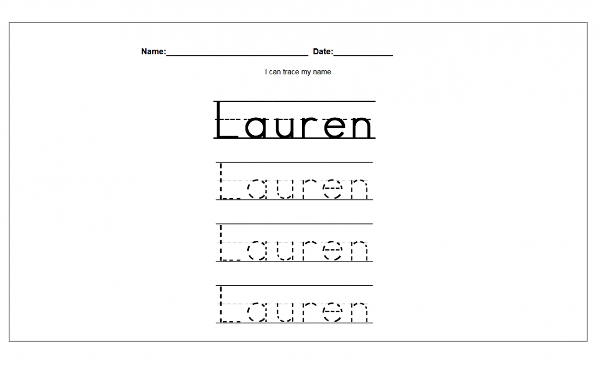 Easy Traceable Name Sheets for Kids Learning Printable Easy Traceable