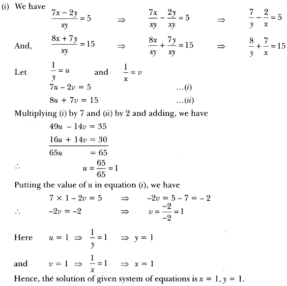 Pair of Linear Equations in Two Variables Class 10 Extra Questions Maths Chapter 3 with